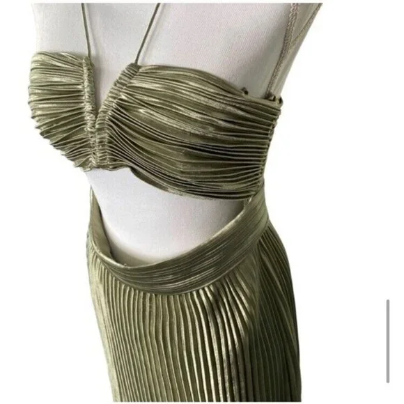 AIIFOS Gilda Gown Metallic Gunmetal Pleated Grey